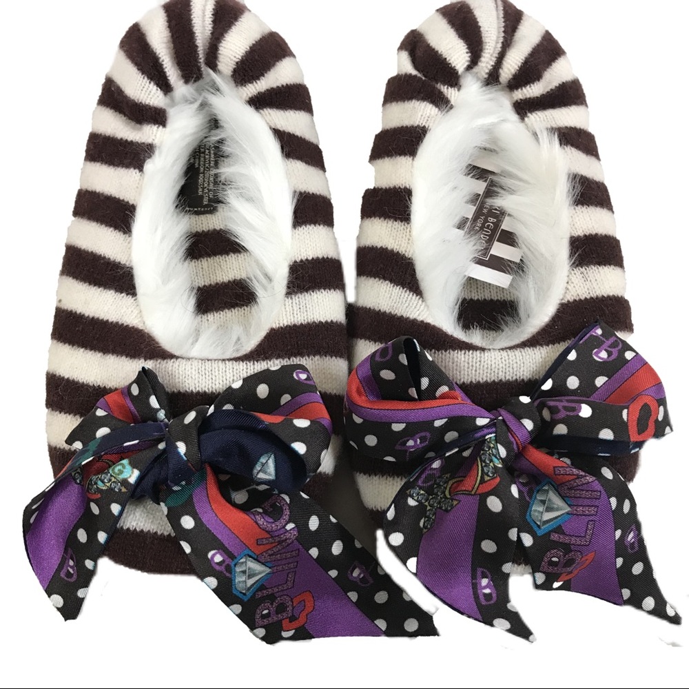 Henri Bendel Cashmere x Faux Fur Slippers